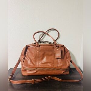 Sole Society Bag Mason Vegan Leather Weekender Brown Cognac